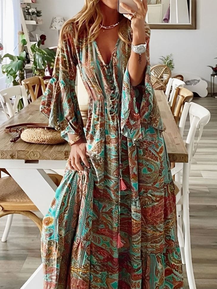 Down The West Coast Bohemia Print Maxi Dress