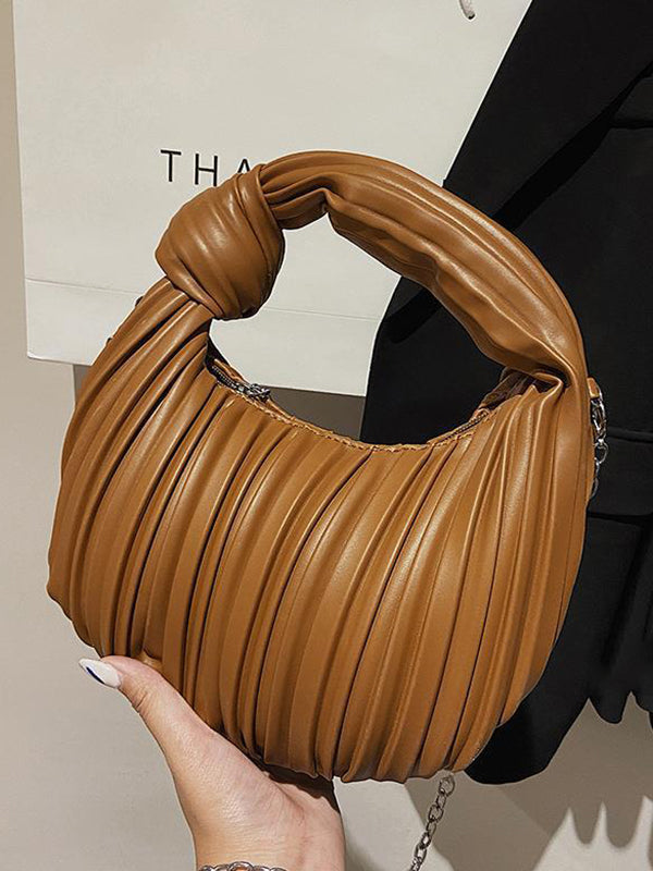 Pleated Split-Joint Zipper Shoulder Bags Handbags Bags Accessories