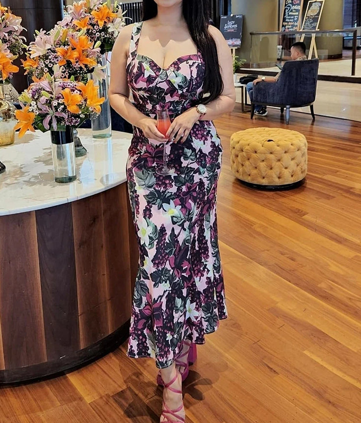 Floral Fishtail Sleeveless Midi Dress