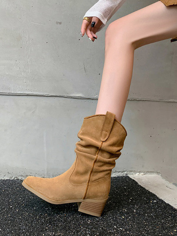 Pointed-Toe Split-Joint Pumps Boots