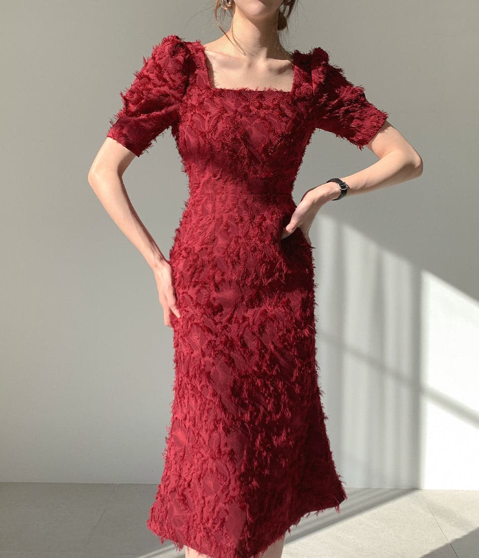 Vintage Square Collar Tassel Summer Dress