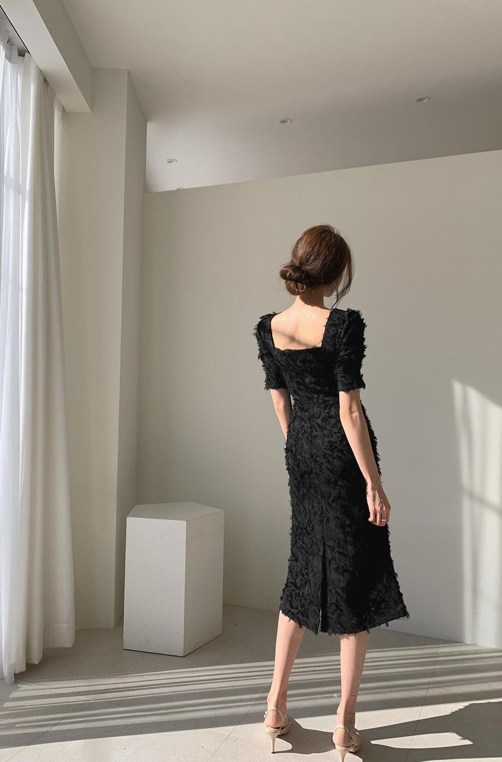 Vintage Square Collar Tassel Summer Dress