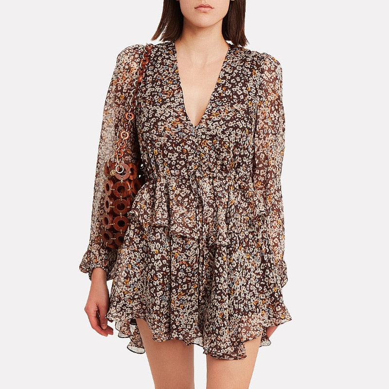 Lace Lantern Chiffon Dress