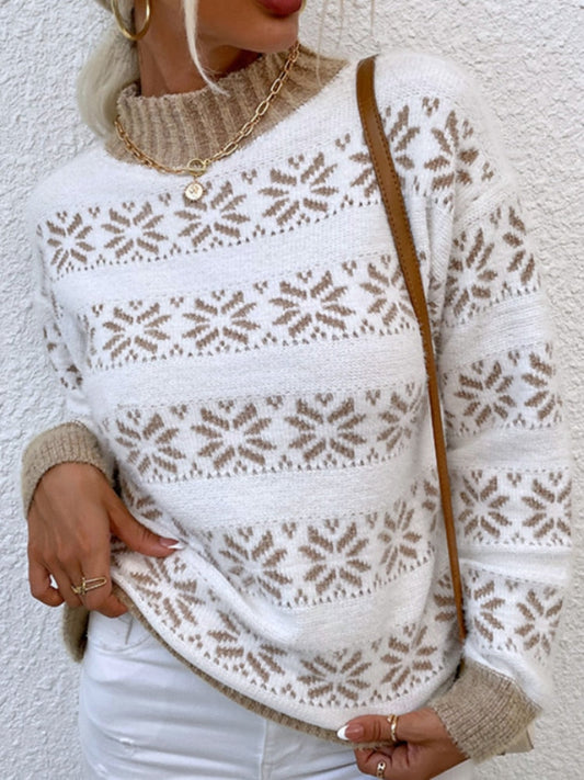 Snowflake Turtleneck Loose Sweater
