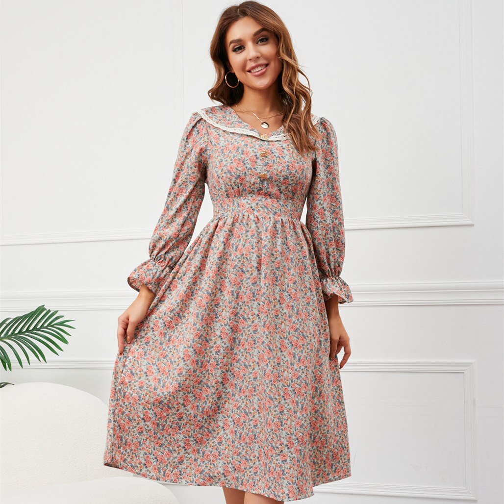 Retro French Floral Lace Dress