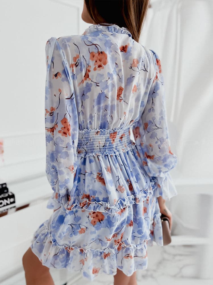Spring Casual Sweet Chiffon Print Dress