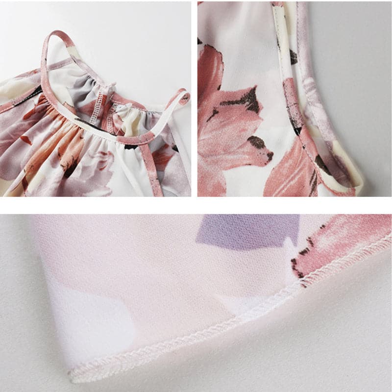 Summer Flower Print Slit Beach Dresses