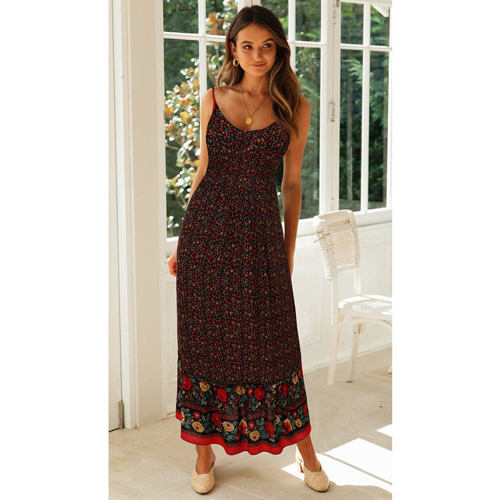 Summer V Neck Floral Print Bohemia Long Dress