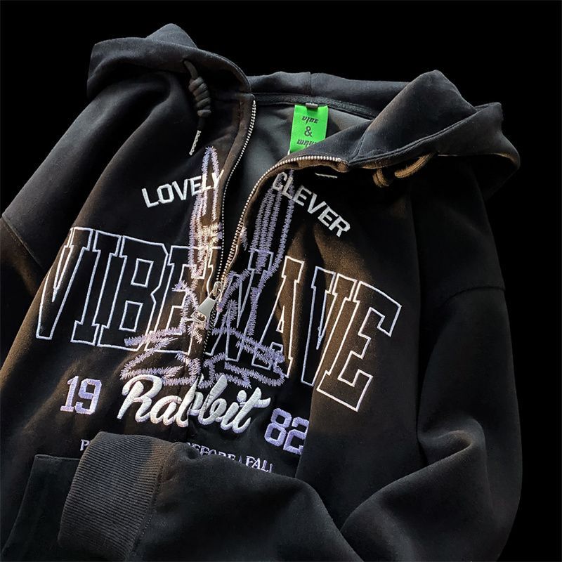 Retro Letter Embroidery Hoodie