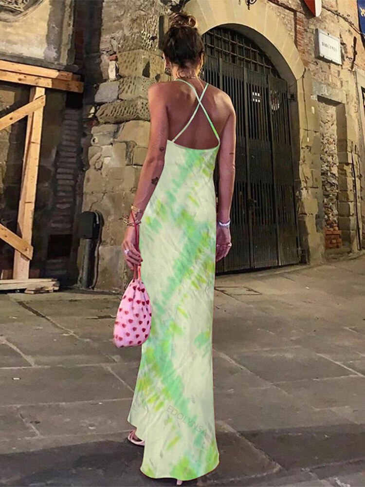 Green Boho Printed Maxi Dress