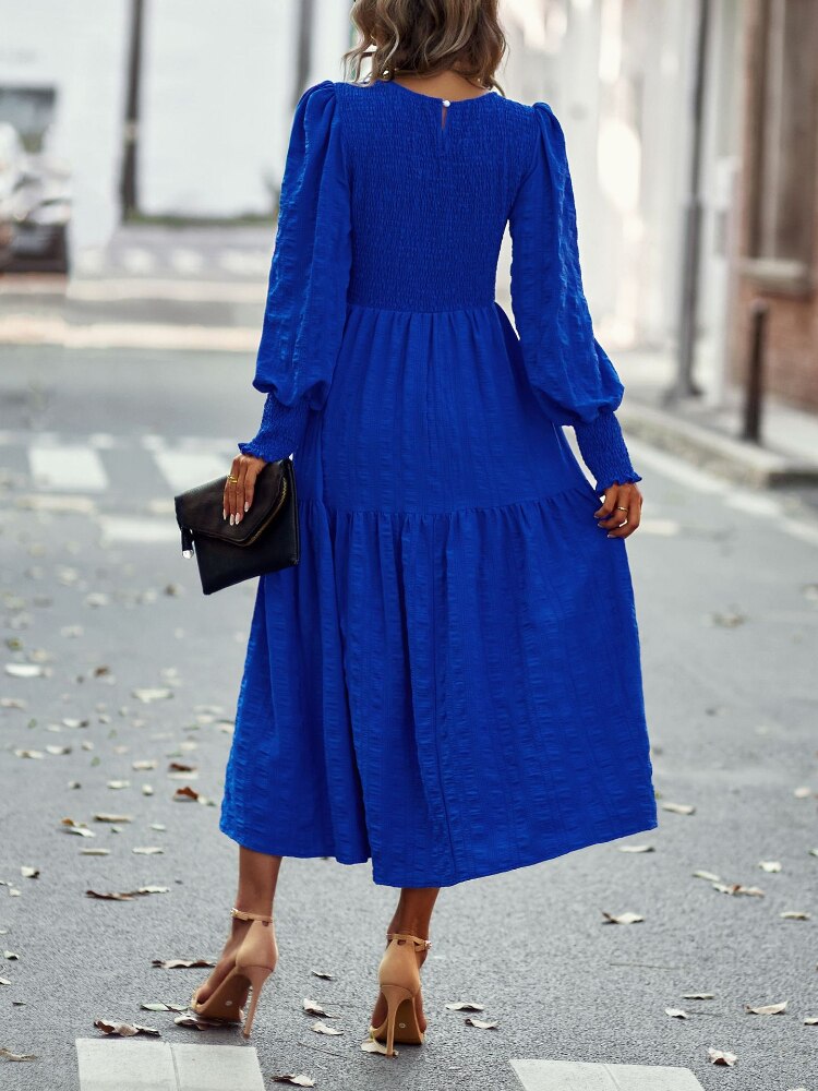 O-Neck Lantern Sleeve Dress