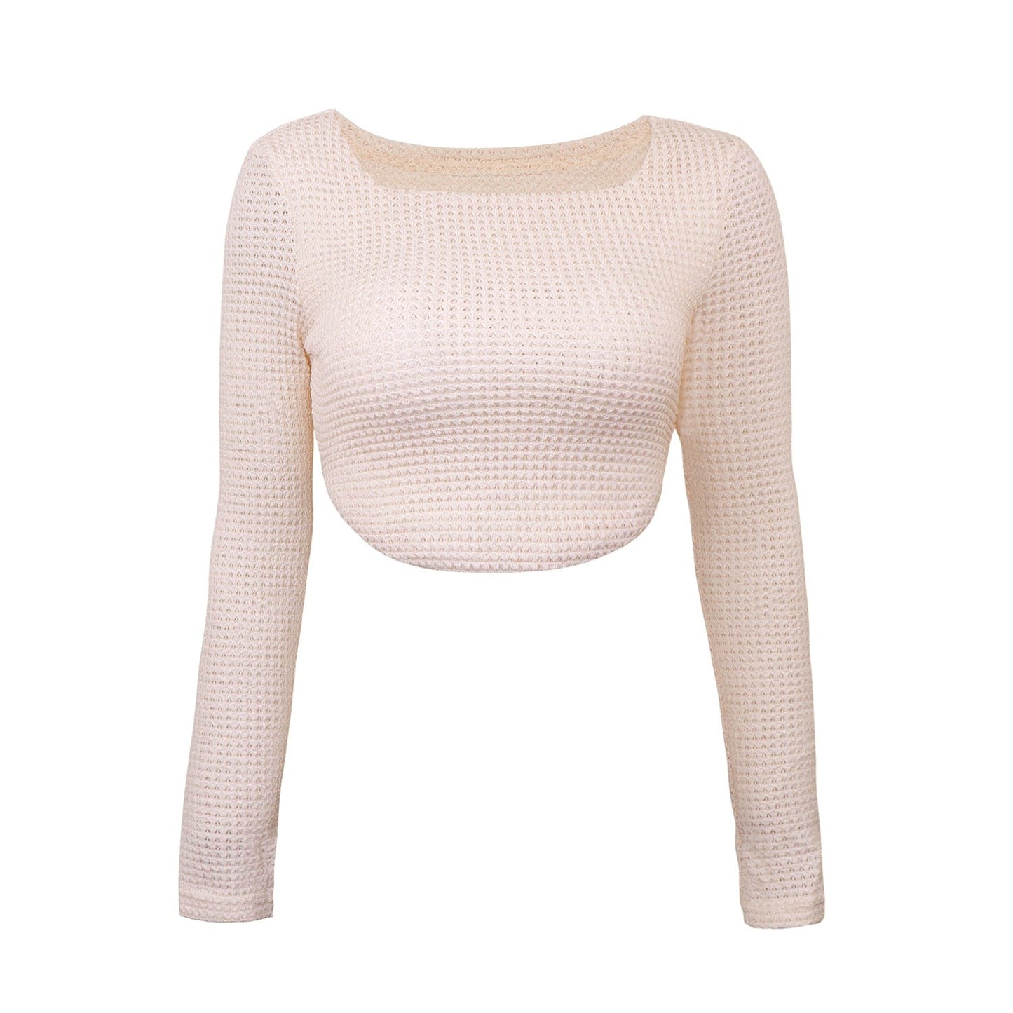 Long Sleeve Square Neck Knitted Crop Top Y2k T Shirts