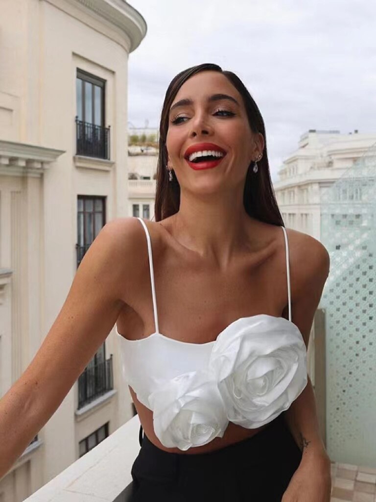 Spaghetti Strap Chic Camis Tank Lady Side Zipper Short Sling Crop Tops