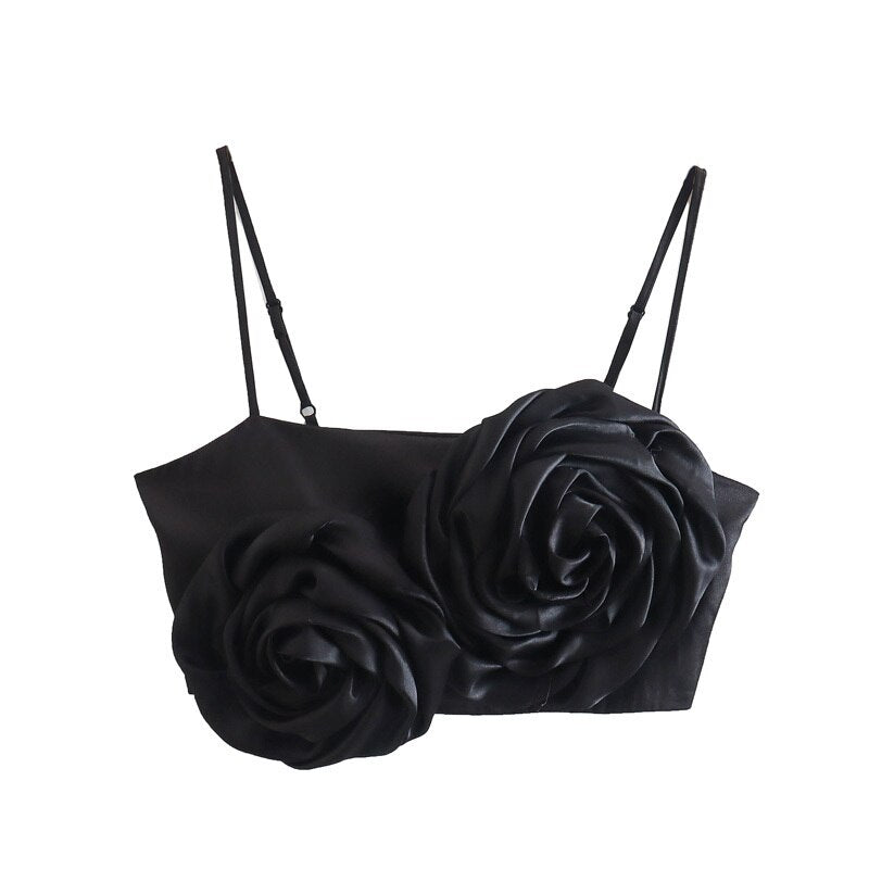 Spaghetti Strap Chic Camis Tank Lady Side Zipper Short Sling Crop Tops