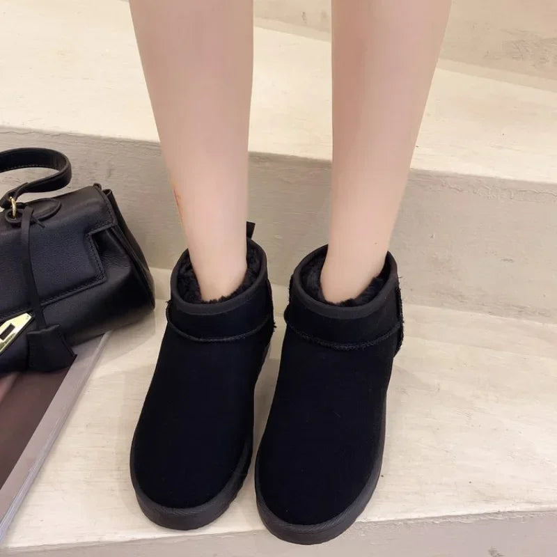 New Stylish Thickened Warm Short Tube Non-Slip Black Casual Snow Boot