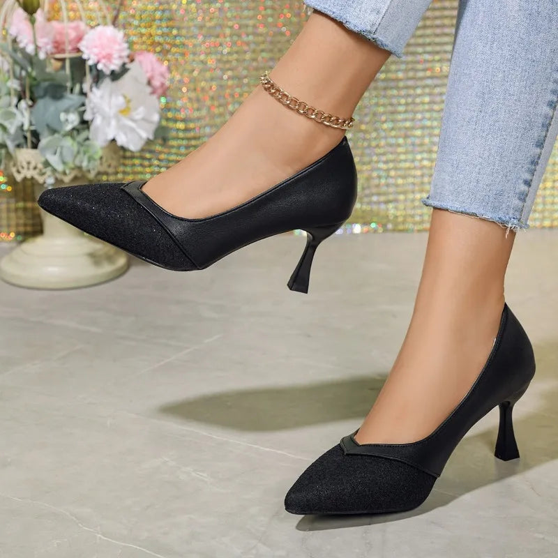Pointed Toe Exquisite Wedding Casual Fashion Elegant Stiletto Low Heel Pumps