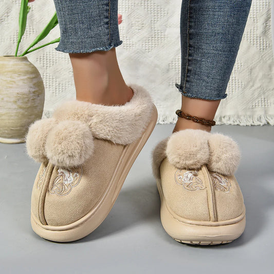 Winter New Warm Snow Boots Indoor Comfortable Plush Shoes Platform Winter New Cute Cotton Slippers Zapatos De Mujer