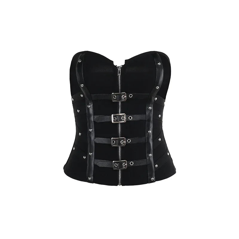 Y2K Corset Strapless Black Gothic Harajuku Punk Hip Hop Aesthetic Dance Crop Top