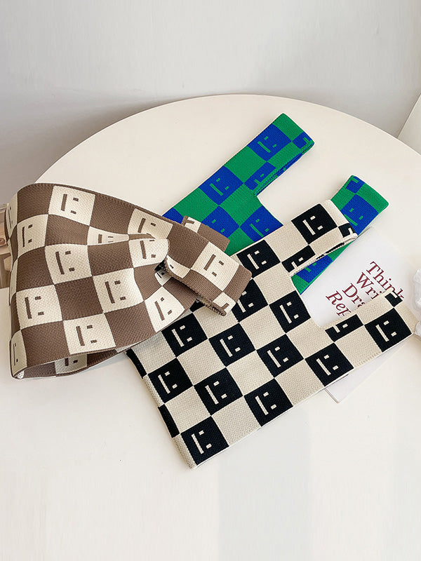 Urban Checkerboard Plaid Color-Block Bags Accessories Handbags