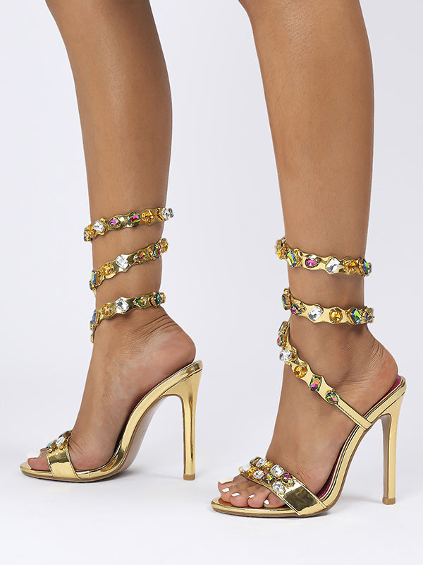 Rhine Stones Stilettos Pumps Sandals
