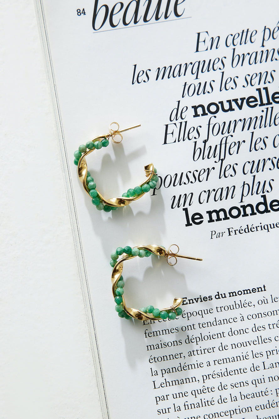 18k Gold Plated Exotic Gem Earrings Gold