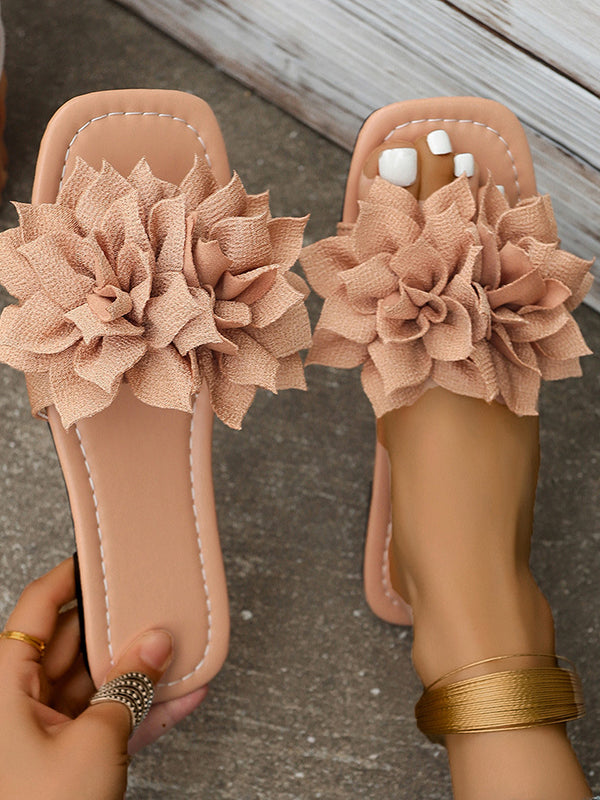 Flower Shape Open Toe Split-Joint Slippers Flat Shoes