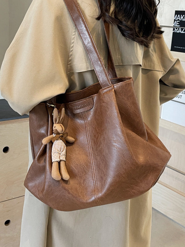 Solid Color Zipper Tote Bags Handbags