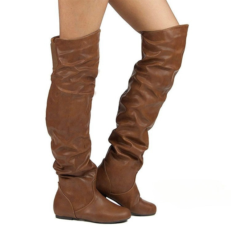 Square Block Heel Platform Side Zipper Autumn Winter Knee High Boots