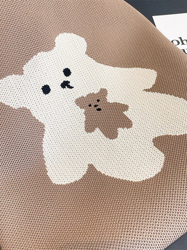 Contrast Color Split-Joint Woven Handbag Bags