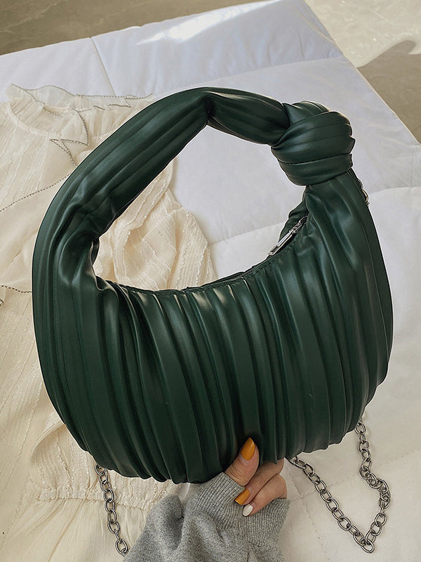 Pleated Split-Joint Zipper Shoulder Bags Handbags Bags Accessories