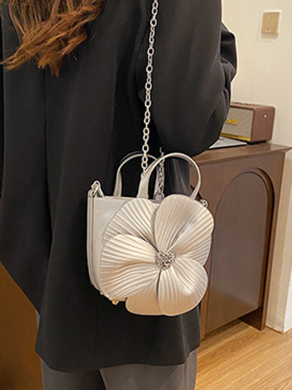 Flower Shape Pleated Split-Joint Tote Bags Handbags Crossbody Bags Bags