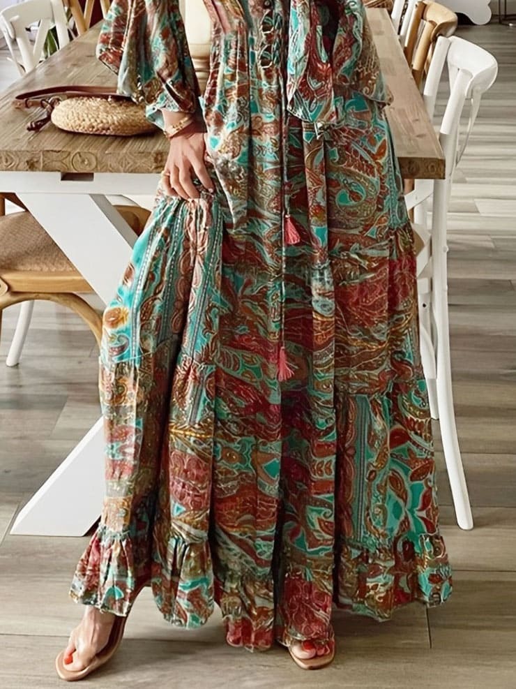 Down The West Coast Bohemia Print Maxi Dress