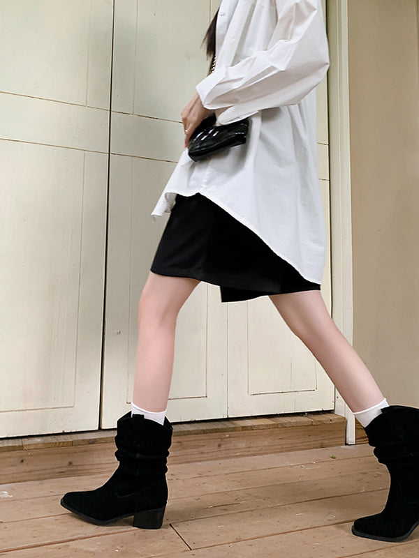 Pointed-Toe Split-Joint Pumps Boots