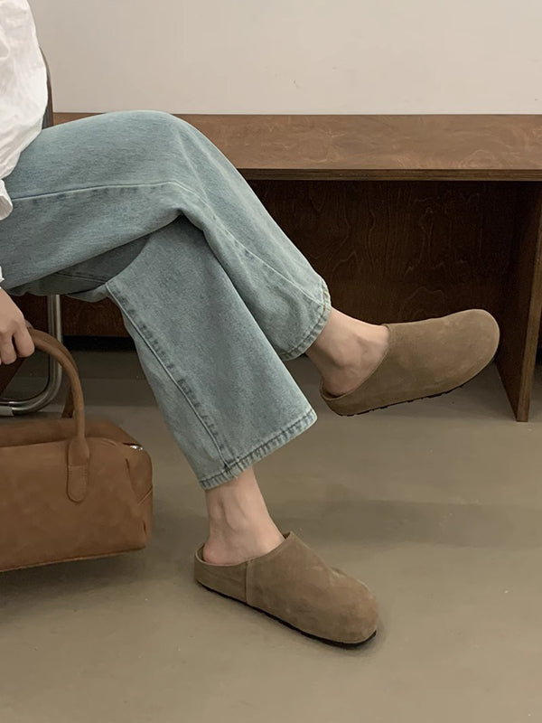 Round-Toe Split-Joint Slippers&Mules Flat Shoes