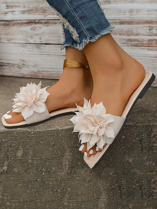 Flower Shape Open Toe Split-Joint Slippers Flat Shoes