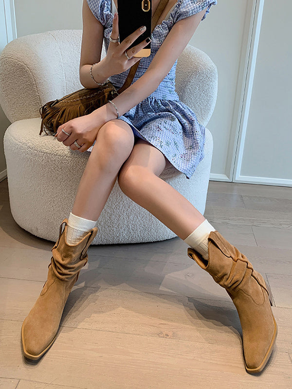 Pointed-Toe Split-Joint Pumps Boots