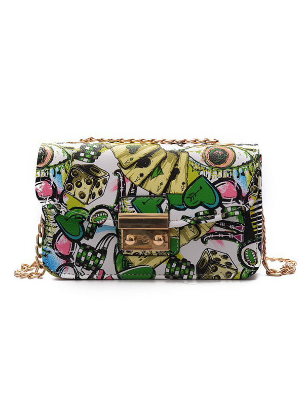 Chains Printed Zipper Crossbody Bags