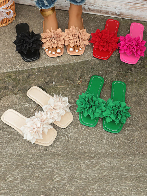 Flower Shape Open Toe Split-Joint Slippers Flat Shoes
