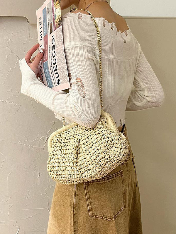 Chains Solid Color Satchels Crossbody Bags