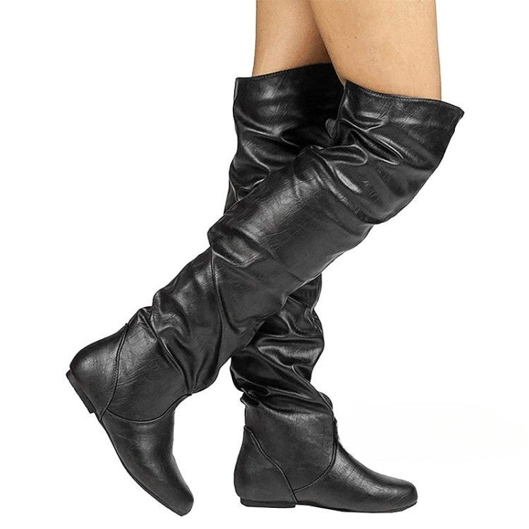 Square Block Heel Platform Side Zipper Autumn Winter Knee High Boots