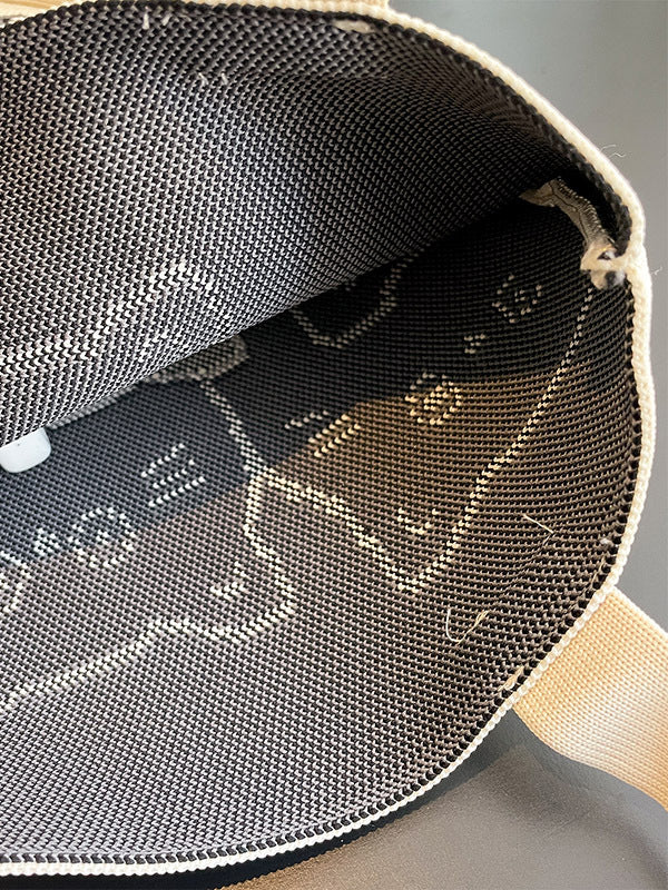 Contrast Color Split-Joint Woven Handbag Bags