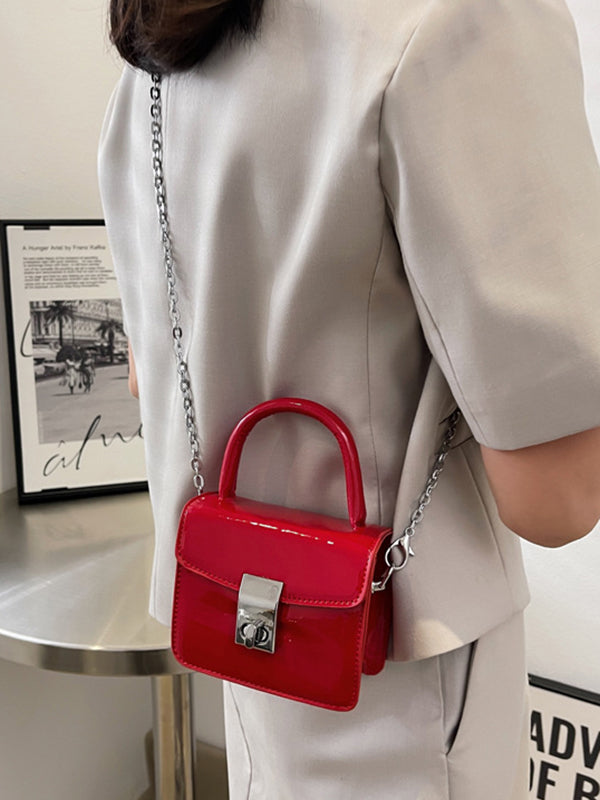 Chains Solid Color Crossbody Handbags