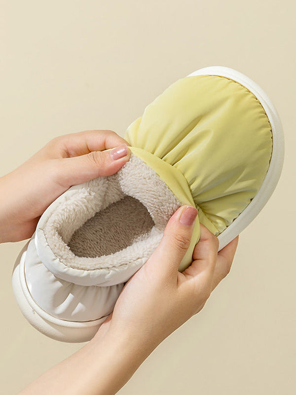 Contrast Color Round-Toe Split-Joint Slippers