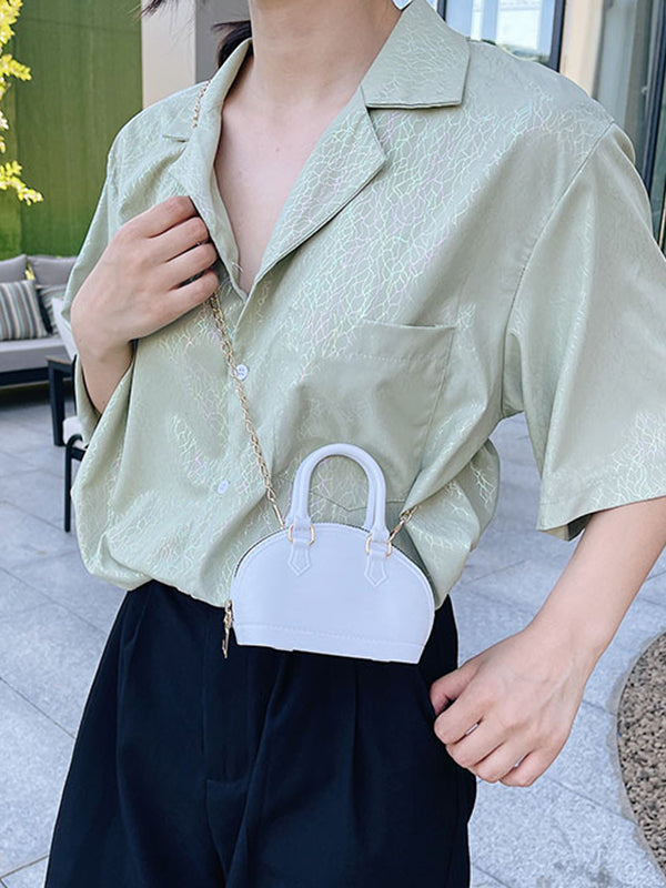 Chains Geometric Zipper Satchels Crossbody Bags