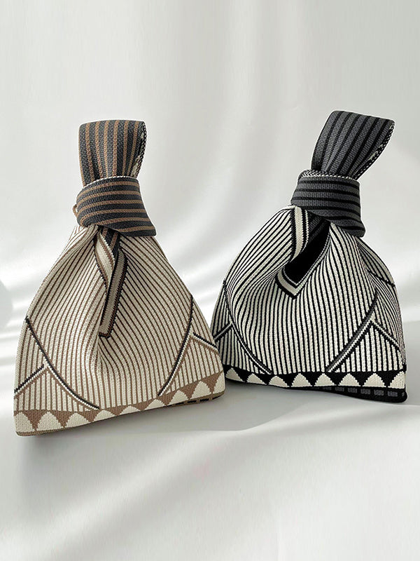 Split-Joint Striped Woven Handbags Bags