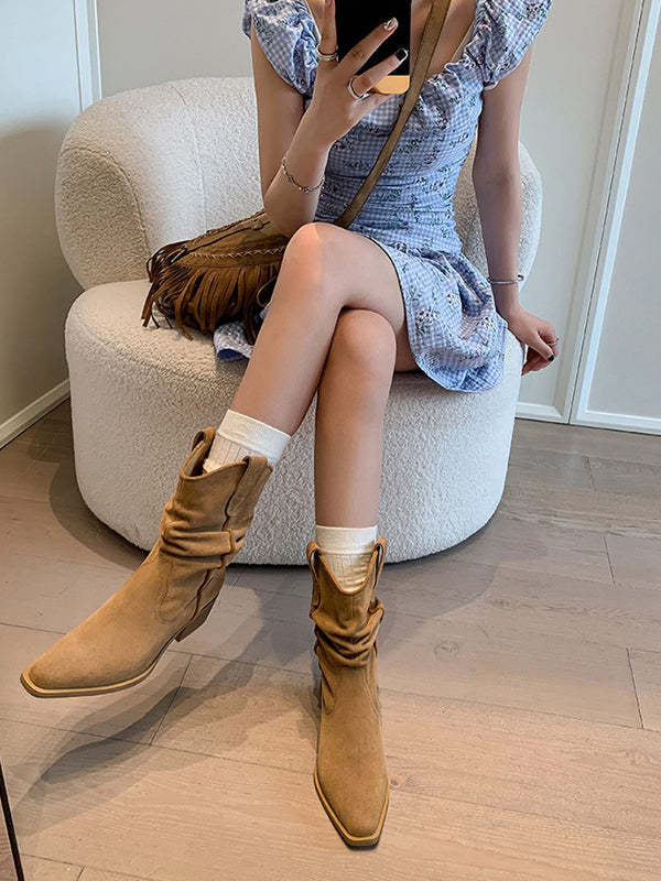 Pointed-Toe Split-Joint Pumps Boots