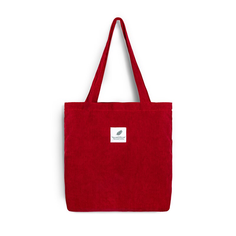 Corduroy Shopper Bag With Interior Zipper Pocket
