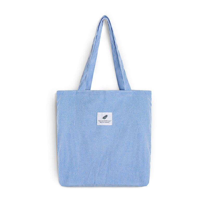 Corduroy Shopper Bag With Interior Zipper Pocket