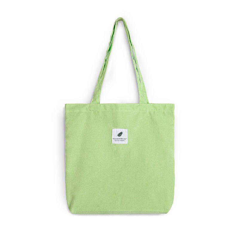 Corduroy Shopper Bag With Interior Zipper Pocket