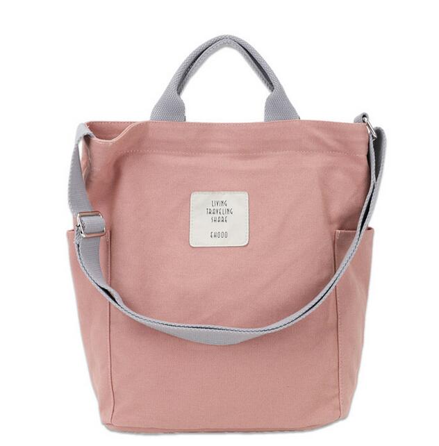 Canvas Shoulder Bag with Zipper